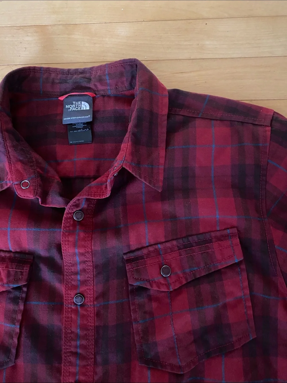 The North Face Red Plaid Long-Sleeve Snap Button-Down Shirt